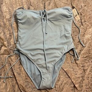 Celebrity Pink Light Gray Ribbed One Piece